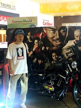 「SABBAT13（サバト）のアイテム（パンツ）」を使った、アナーキー田中さん（メンズ・171cm）の夏コーディネート