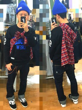 「SABBAT13（サバト）のアイテム（帽子）」を使った、アナーキー田中さん（メンズ・171cm）の秋コーディネート