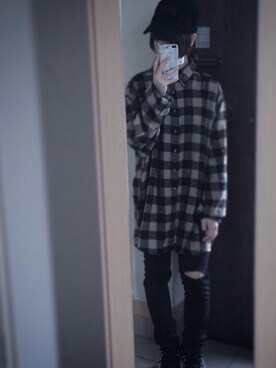 「M.Y.O.B（エム.ワイ.オー.ビー）のアイテム（キャップ）」を使った、Kitajiiさん（レディース・156cm）の春コーディネート