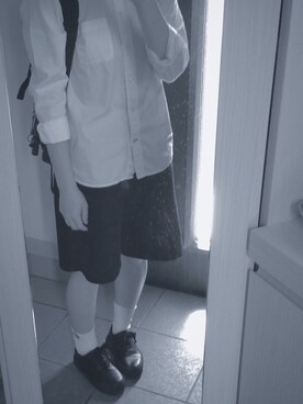 「usedのアイテム（その他パンツ、ブラック系）」を使った、Kitajiiさん（レディース・156cm）の春コーディネート