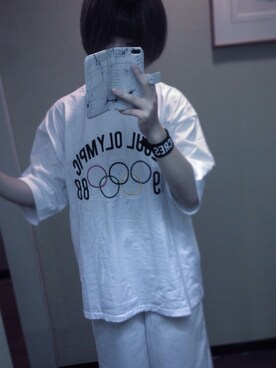 「ANNAHLのアイテム（Tシャツ/カットソー、ホワイト系）」を使った、Kitajiiさん（レディース・156cm）の秋コーディネート