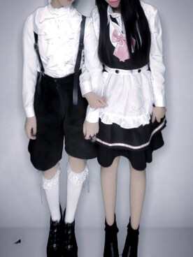 「usedのアイテム（その他パンツ、ブラック系）」を使った、Kitajiiさん（レディース・156cm）の夏コーディネート
