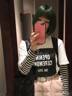 「OPENING CEREMONY（オープニングセレモニー）のアイテム（Tシャツ/カットソー、ホワイト系）」を使った、Kitajiiさん（レディース・156cm）の夏コーディネート
