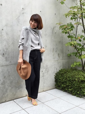 「DouDou（ドゥドゥ）のアイテム（帽子）」を使った、DouDou_STAFFさん（レディース・157cm）の秋コーディネート