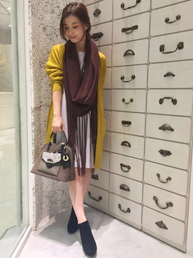 「DouDou（ドゥドゥ）のアイテム（ワンピース/ドレス）」を使った、DouDou_STAFFさん（レディース・156cm）の秋コーディネート