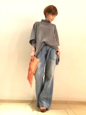 「DouDou（ドゥドゥ）のアイテム（サンダル）」を使った、DouDou_STAFFさん（レディース・156cm）の秋コーディネート