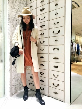 「DouDou（ドゥドゥ）のアイテム（ワンピース/ドレス）」を使った、DouDou_STAFFさん（レディース・167cm）の秋コーディネート