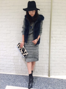 「DouDou（ドゥドゥ）のアイテム（帽子）」を使った、DouDou_STAFFさん（レディース・166cm）の秋コーディネート