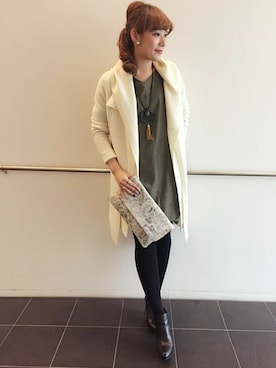 「DouDou（ドゥドゥ）のアイテム（ワンピース/ドレス）」を使った、DouDou_STAFFさん（レディース・156cm）の冬コーディネート