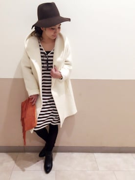 「DouDou（ドゥドゥ）のアイテム（帽子）」を使った、DouDou_STAFFさん（レディース・166cm）の冬コーディネート