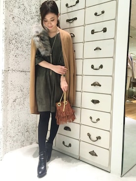 「ロングニット」｜DouDou_STAFFさん（レディース・154cm）の冬コーディネート