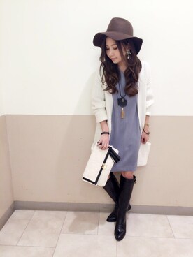 「DouDou（ドゥドゥ）のアイテム（帽子）」を使った、DouDou_STAFFさん（レディース・166cm）の冬コーディネート