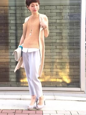 「ロングベスト」｜DouDou_STAFFさん（レディース・166cm）の春コーディネート