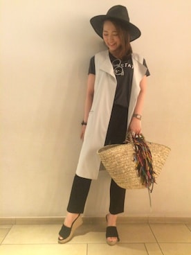 「DouDou（ドゥドゥ）のアイテム（帽子）」を使った、DouDou_STAFFさん（レディース・166cm）の春コーディネート