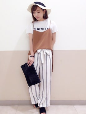 「DouDou（ドゥドゥ）のアイテム（チノパンツ）」を使った、DouDou_STAFFさん（レディース・157cm）の夏コーディネート