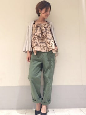 「DouDou（ドゥドゥ）のアイテム（チノパンツ）」を使った、DouDou_STAFFさん（レディース・157cm）の夏コーディネート