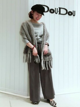 「DouDou（ドゥドゥ）のアイテム（帽子）」を使った、DouDou_STAFFさん（レディース・153cm）の秋コーディネート