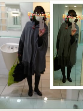 「ボーダースカート」｜「アイテム（バッジ）」を使った、chie さん（レディース・164cm）の冬コーディネート