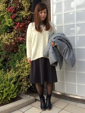「LBC（エルビーシー）のアイテム（ダウンジャケット/コート）」を使った、sayaさん（レディース・156cm）の秋コーディネート