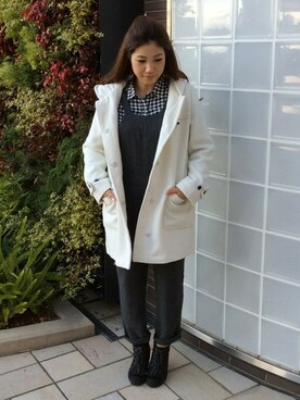 「LBC（エルビーシー）のアイテム（ダッフルコート）」を使った、sayaさん（レディース・156cm）の冬コーディネート