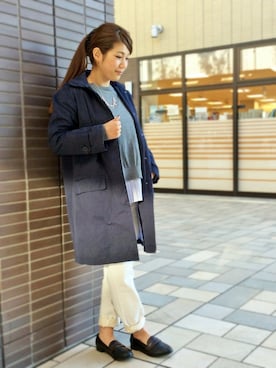 「LBC（エルビーシー）のアイテム（ステンカラーコート）」を使った、sayaさん（レディース・156cm）の冬コーディネート
