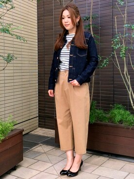 「LBC（エルビーシー）のアイテム（デニムジャケット）」を使った、sayaさん（レディース・156cm）の春コーディネート