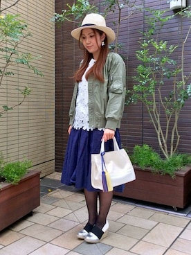 「LBC（エルビーシー）のアイテム（ブルゾン）」を使った、sayaさん（レディース・156cm）の春コーディネート