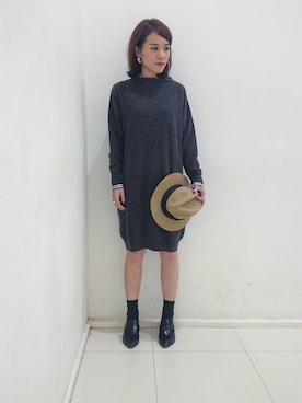 「アンゴラ」｜「アイテム（ワンピース/ドレス）」を使った、ERIさん（レディース・158cm）の冬コーディネート