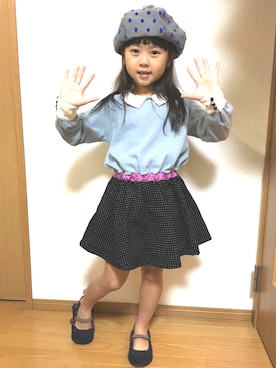 「アイテム（ハンチング/ベレー帽）」を使った、ninaniziさん（キッズ・110cm）の秋コーディネート