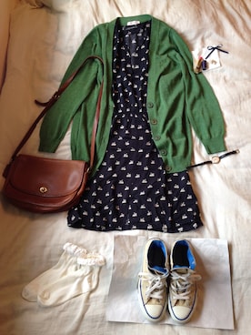 「ZARA WOMAN（ザラウーマン）のアイテム（ワンピース、ブルー系）」を使った、minagawaさん（レディース・160cm）の秋コーディネート