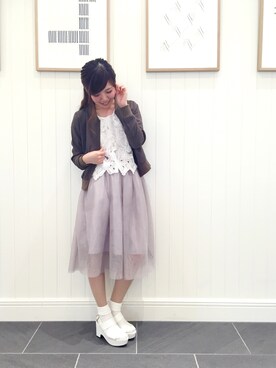 「YEVS（イーブス）のアイテム（ジャケット/アウター）」を使った、ARiさん（レディース・160cm）の春コーディネート