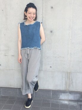 「RITZ」｜下島麻子さん（レディース・159cm）の夏コーディネート