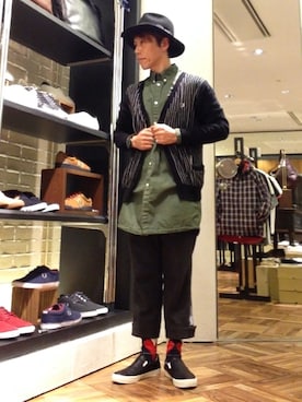 「FRED PERRY（フレッドペリー）のアイテム（カーディガン/ボレロ）」を使った、CO→HEY!さん（メンズ・165cm）の冬コーディネート