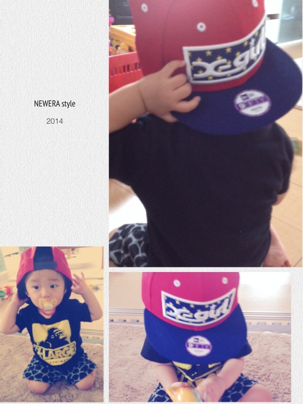 「ブラック、星柄、H&M、NEWERA、x-girl、男の子、赤ちゃんコーデ」｜「XLARGE KIDSのS/S TEE OG（Tシャツ/カットソー、ブラック系）」を使った、hinaさん（キッズ・80cm）の夏コーディネートの1枚目の写真