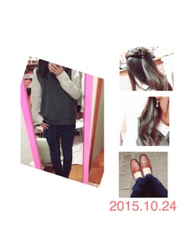 「くるりんぱヘアー」｜「アイテム（トップス）」を使った、ゆうきさん（レディース・149cm）の秋コーディネート