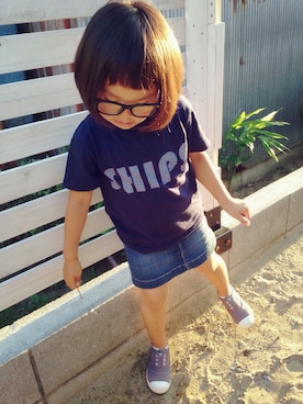 「アイテム（メガネ）」を使った、MOMOさん（キッズ・110cm）の夏コーディネート