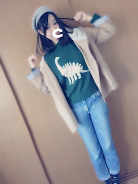 「EDWIN」｜「アイテム（ハンチング/ベレー帽）」を使った、○△□ちゃみ□△○さん（レディース・166cm）の冬コーディネート