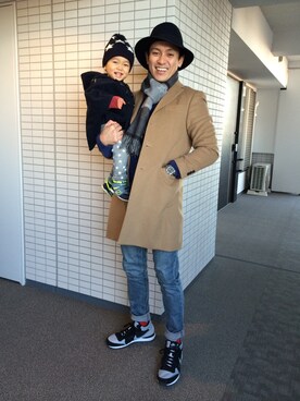 「A.P.C.」｜「アイテム（チェスターコート）」を使った、kenbo→☆さん（メンズ・173cm）の冬コーディネート
