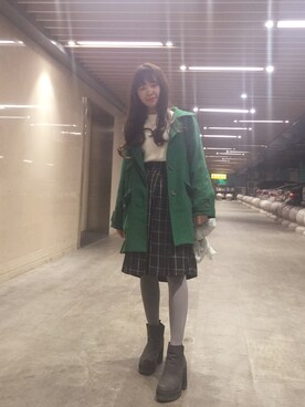 「H&M（エイチ・アンド・エム）のアイテム（ダウンジャケット/コート）」を使った、aokumi_krisehunさん（レディース・160cm）の冬コーディネート