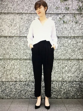 「モノトーン」｜NARUさん（レディース・158cm）の冬コーディネート