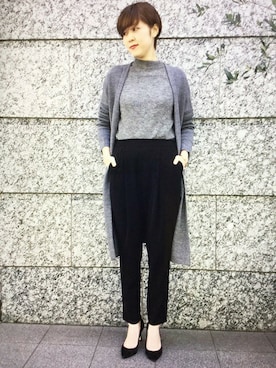 「ロングカーディガン」｜NARUさん（レディース・158cm）の冬コーディネート