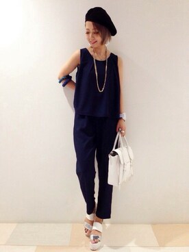 「HARE（ハレ）のアイテム（オールインワン・サロペット）」を使った、HIROSE/HAREさん（レディース・157cm）の春コーディネート