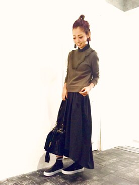 「HARE（ハレ）のアイテム（ピアス（両耳用））」を使った、HIROSE/HAREさん（レディース・157cm）の秋コーディネート