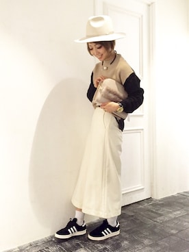 「HARE（ハレ）のアイテム（ハット）」を使った、HIROSE/HAREさん（レディース・157cm）の秋コーディネート
