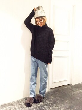 「HARE（ハレ）のアイテム（ピアス（両耳用））」を使った、HIROSE/HAREさん（レディース・157cm）の秋コーディネート