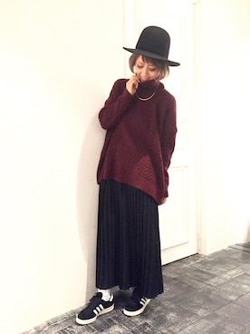 「HARE（ハレ）のアイテム（ハット）」を使った、HIROSE/HAREさん（レディース・157cm）の冬コーディネート