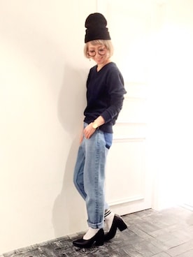 「HARE（ハレ）のアイテム（帽子）」を使った、HIROSE/HAREさん（レディース・157cm）の冬コーディネート
