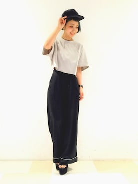 「HARE（ハレ）のアイテム（キャップ）」を使った、HIROSE/HAREさん（レディース・157cm）の夏コーディネート