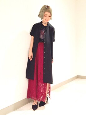 「HARE（ハレ）のアイテム（シャツワンピース）」を使った、HIROSE/HAREさん（レディース・157cm）の夏コーディネート