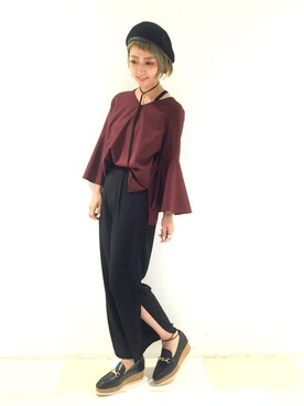 「フレア」｜「アイテム（ハンチング/ベレー帽）」を使った、HIROSE/HAREさん（レディース・157cm）の夏コーディネート